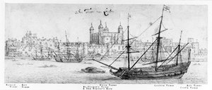 Londra Kulesi, c.1637-41 (kağıt üzerinde kalem ve mürekkep, grafit ve wc)