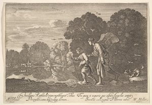Tobias ve melek, 1644-52. by Wenceslaus Hollar