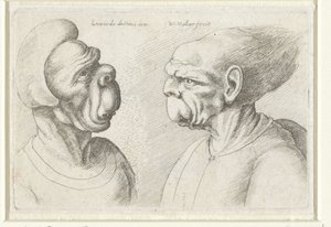 İki deforme kafa Varie figurae et probae (seri başlığı) Leonardo da Vinci