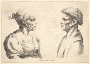 İki kafa, 1625-77. by Wenceslaus Hollar