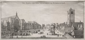 Londra'nın görünümü: Westminster Hall ile New Palace Yard ve Clock House, 1647. by Wenceslaus Hollar