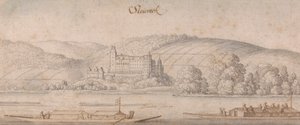 Tuna Nehri üzerindeki Steiereck'in görünümü by Wenceslaus Hollar