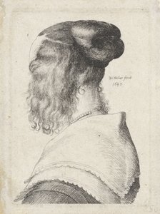 Arkadan eğik görülen saçlı kadın by Wenceslaus Hollar