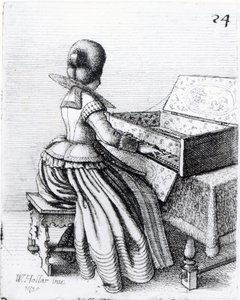 Klavyede Oynayan Kadın, 1635 by Wenceslaus Hollar
