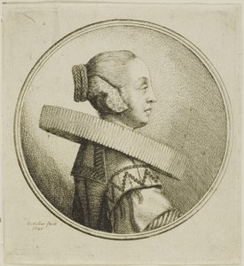 Sağa Profilde Yuvarlak Dantel Rufflı Kadın by Wenceslaus Hollar