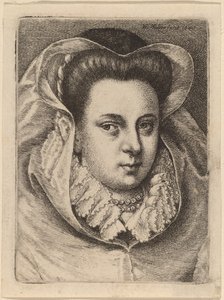 Beyaz Peçeli ve Siyah Şapkalı Kadın (Mary Stuart?) by Wenceslaus Hollar