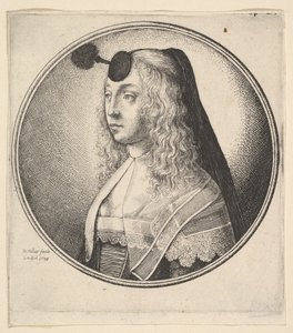 Alnında kızıl saçlı kadın sola döndü, 1643. by Wenceslaus Hollar