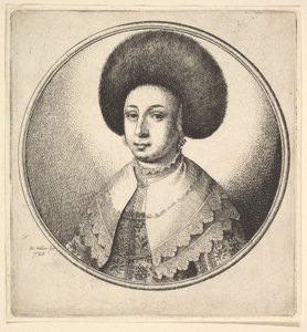 Büyük dairesel kürk şapkalı ve küpeli kadın, 1645. by Wenceslaus Hollar