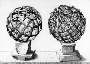 Perspektif illüstrasyon, iki küre, Perspective of Regular Bodies'ten gravür, Wentzel Jamnitzer (1508-1585), Nürnberg by Wenzel I Jamnitzer