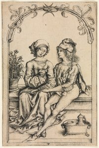 Aşıklar (Ev Kitabı Ustasından sonra), c. 1490 (gravür) by Wenzel or Wenceslaus von (after) Olmutz