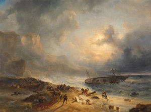 Rocky Coast açıklarında gemi enkazı Kayalık bir kıyıda gemi enkazı