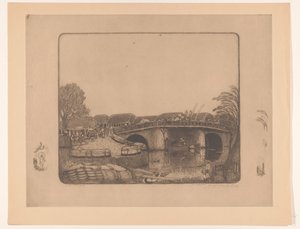 Batavia'da Brug Aan de Kali Besar te Batavia (orijinal başlık) by Wijnand Otto Jan Nieuwenkamp (signed by artist)