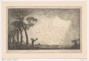 Haarlem'in görünümü (orijinal başlık) by Wijnand Otto Jan Nieuwenkamp (signed by artist)
