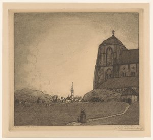 Veere'nin görünümü (orijinal başlık) by Wijnand Otto Jan Nieuwenkamp (signed by artist)