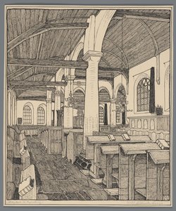 Rijnsburg'daki Abbey Kilisesi'nin içi by Wijnand Otto Jan Nieuwenkamp (signed by artist)