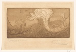 Denizdeki Balıkçılar ve Ölüm Gezgin ve Ölüm (orijinal başlık) Le Pêcheur et la Mort (nesne üzerindeki başlık) by Wijnand Otto Jan Nieuwenkamp (signed by artist)