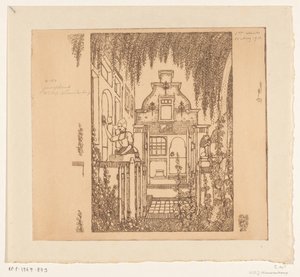 Edam'da bir ön kapıyı çalan geleneksel elbiseli kadın Ön kapıda (orijinal başlık) by Wijnand Otto Jan Nieuwenkamp (signed by artist)