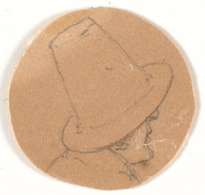 Yüksek şapkalı erkek kafası. Sağdaki profil by Wilhelm Bendz