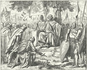 Submission of the Saxon princes to The Holy Roman Emperor Henry IV at Spira after their defeat at the Battle of Langensalza by Wilhelm Camphausen