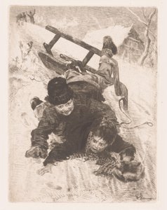İki erkek kızaktan düştü by Wilhelm Carl August Zimmer