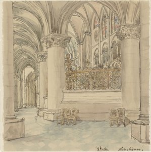 Paris'teki Notre-Dame'ın içi by Wilhelm Cornelis Bauer