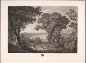 Roma Der See von Albano dei Rom yakınlarındaki Albano Gölü'nün görünümü (nesnedeki başlık) by Wilhelm Friedrich Gmelin