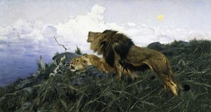 Alacakaranlıkta Aslanlar, by Wilhelm Kuhnert