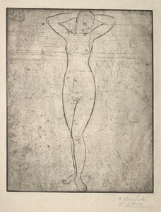 Kolları başının arkasında duran kız by Wilhelm Lehmbruck