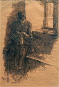 Yaşlı köylü kadın örgü
