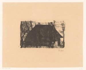 Çıplak ağaçlar arasında çiftlik by Wilhelm Maria Hubertus Leibl (signed by artist)