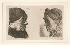 İsimsiz [iki kafa çalışması] by Wilhelm Maria Hubertus Leibl