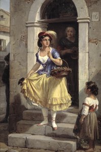 Karnaval Yolunda Bir İtalyan Kadın by Wilhelm Marstrand