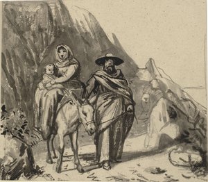 Kutsal Aile, Mısır yolunda kayaların arasında by Wilhelm Marstrand