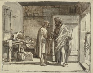 İyi Samiriyeli ev sahibine para ödüyor by Wilhelm Marstrand