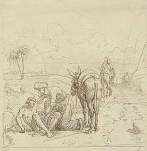 İyi Samiriyeli yaralıları bulur by Wilhelm Marstrand