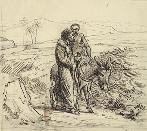 İyi Samiriyeli yaralılara eşlik ediyor by Wilhelm Marstrand