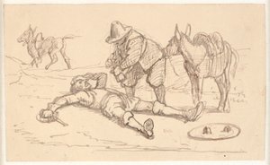 Don Kişot yaralandı ve Sancho tarafından yardım edildi by Wilhelm Marstrand
