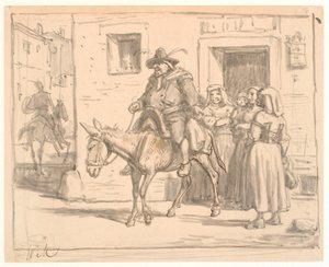 Don Kişot ve Sancho Pansa bardan ayrılıyor by Wilhelm Marstrand