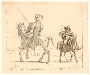 Don Kişot sola, Sancho Pansa sağa gidiyor by Wilhelm Marstrand
