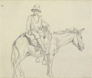 Eşeğin üzerinde yan oturan çocuk by Wilhelm Marstrand