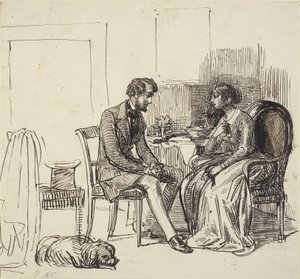 Genç bir bayanı ziyaret eden bir beyefendi by Wilhelm Marstrand