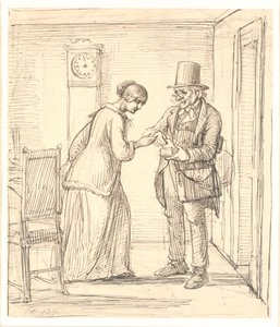 Daha genç bir bayan alıcı postacının mektubudur by Wilhelm Marstrand