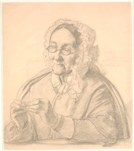 Dikiş iğnesine basan yaşlı kadın by Wilhelm Marstrand