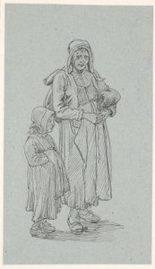 Yaşlı İsveçli karısı ve küçük kızı by Wilhelm Marstrand