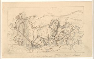 "Gefion dağı denize doğru sürer" by Wilhelm Marstrand