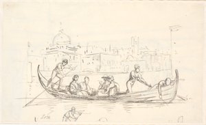 İki kürekçi ile gondol by Wilhelm Marstrand