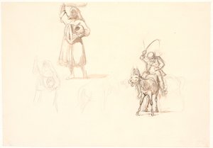 Başında sepet olan İtalyan kadın, eşek binicisi vs. by Wilhelm Marstrand