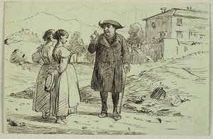 İki kadın ve bir baba ile İtalyan sahnesi by Wilhelm Marstrand