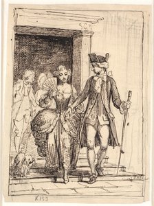 Leander ve Leonora, arkalarında Henrik ve Pernille by Wilhelm Marstrand