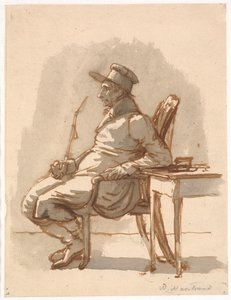 Boru ve şapkalı adam. sanatçının amcası by Wilhelm Marstrand